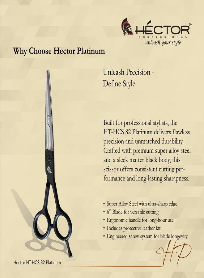 Hector Professional Platinum Premium Pro Hair Cutting Scissor, Super Alloy Steel,Ergonomic Design with Leather Case, Black (5.5") - Image 2